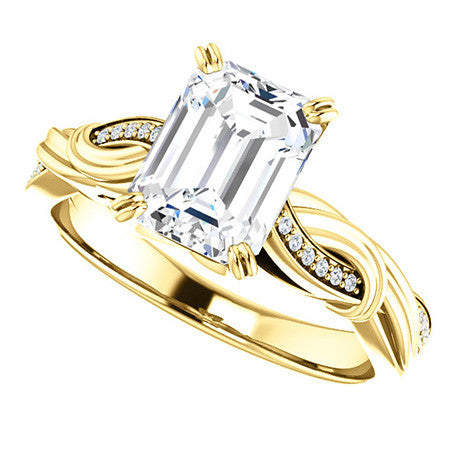 Emerald / Radiant Infinity Accent Engagement Ring