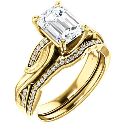 Emerald / Radiant Infinity Accent Engagement Ring