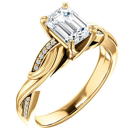Emerald / Radiant Infinity Accent Engagement Ring