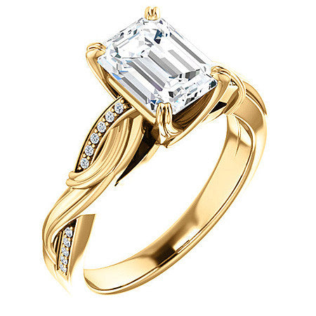 Emerald / Radiant Infinity Accent Engagement Ring