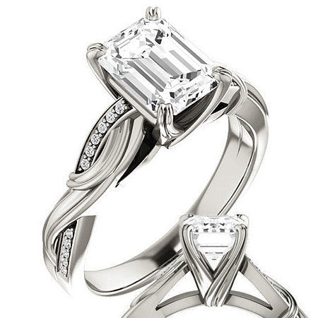 Emerald / Radiant Infinity Accent Engagement Ring