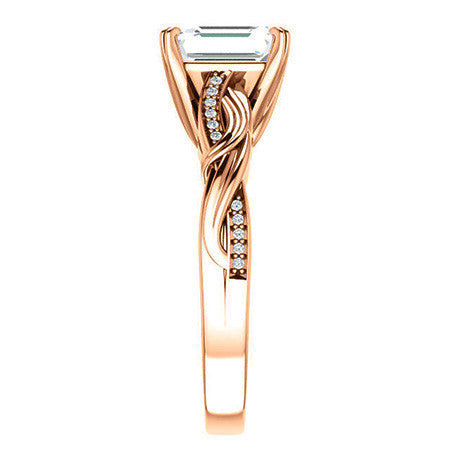 Emerald / Radiant Infinity Accent Engagement Ring