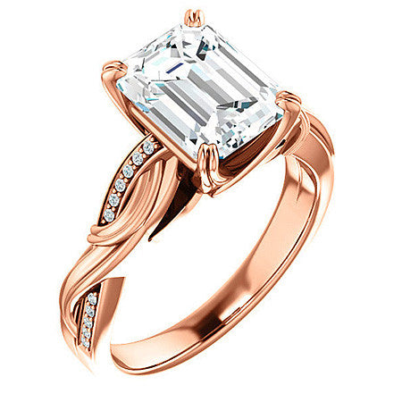 Emerald / Radiant Infinity Accent Engagement Ring