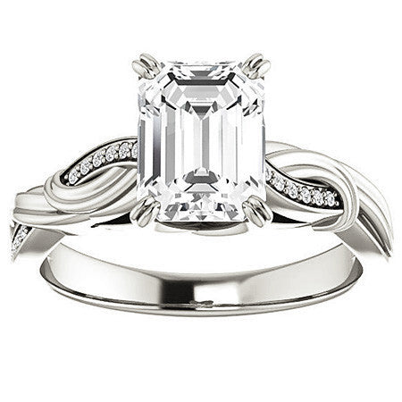 Emerald / Radiant Infinity Accent Engagement Ring