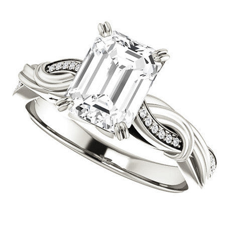 Emerald / Radiant Infinity Accent Engagement Ring