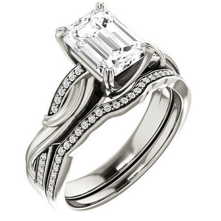 Emerald / Radiant Infinity Accent Engagement Ring