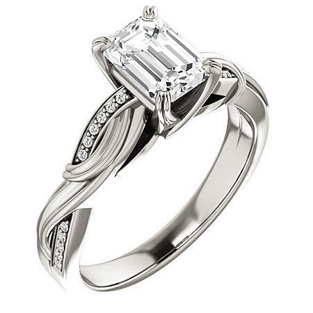 Emerald / Radiant Infinity Accent Engagement Ring