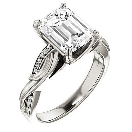 Emerald / Radiant Infinity Accent Engagement Ring