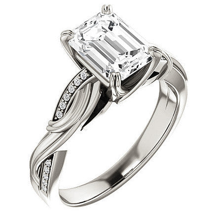 Emerald / Radiant Infinity Accent Engagement Ring