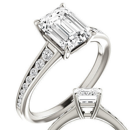 Emerald / Radiant Channel Set Engagement Ring
