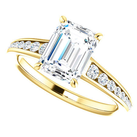 Emerald / Radiant Channel Set Engagement Ring