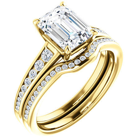 Emerald / Radiant Channel Set Engagement Ring