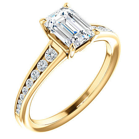 Emerald / Radiant Channel Set Engagement Ring