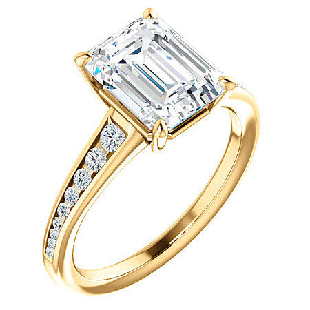 Emerald / Radiant Channel Set Engagement Ring