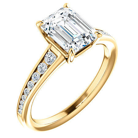 Emerald / Radiant Channel Set Engagement Ring