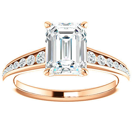 Emerald / Radiant Channel Set Engagement Ring