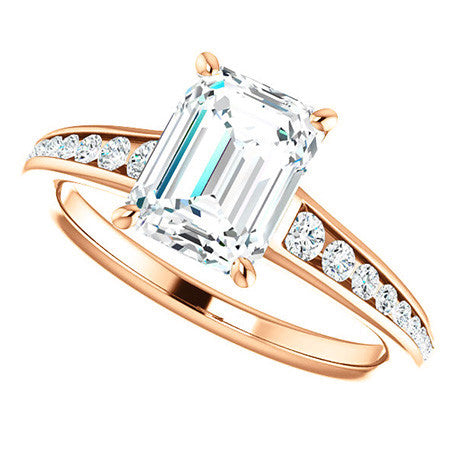 Emerald / Radiant Channel Set Engagement Ring