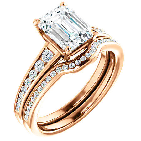 Emerald / Radiant Channel Set Engagement Ring