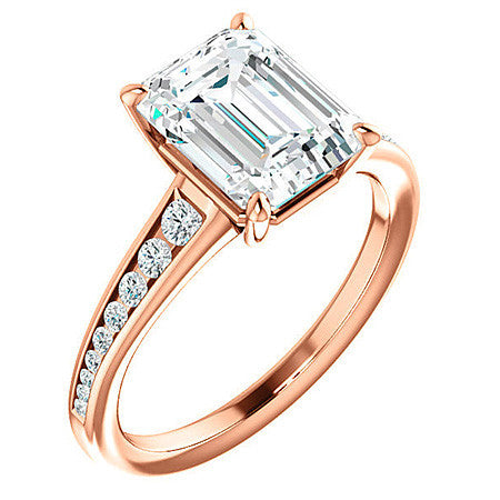 Emerald / Radiant Channel Set Engagement Ring