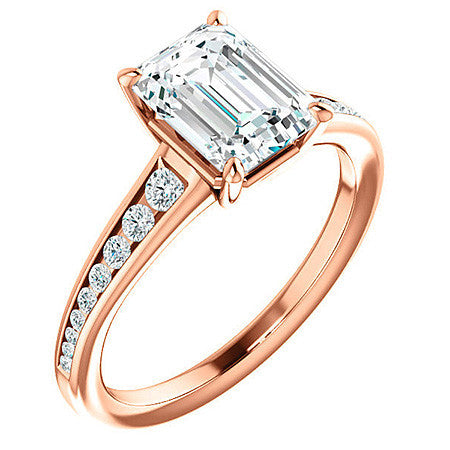 Emerald / Radiant Channel Set Engagement Ring