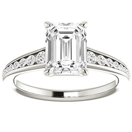 Emerald / Radiant Channel Set Engagement Ring