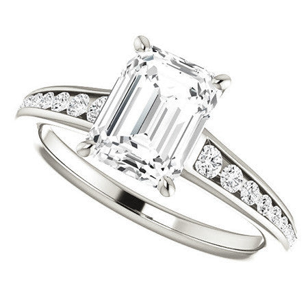 Emerald / Radiant Channel Set Engagement Ring
