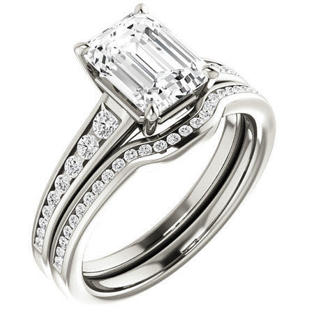 Emerald / Radiant Channel Set Engagement Ring