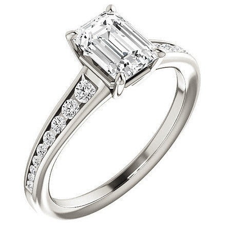 Emerald / Radiant Channel Set Engagement Ring