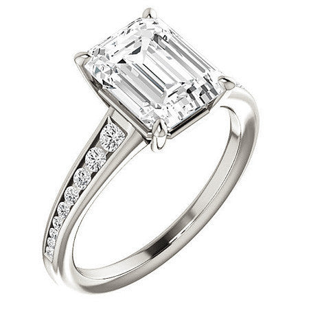Emerald / Radiant Channel Set Engagement Ring