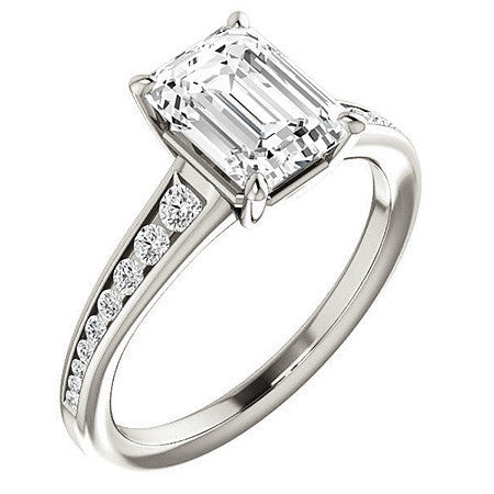 Emerald / Radiant Channel Set Engagement Ring