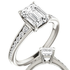 Emerald / Radiant Channel Set Engagement Ring