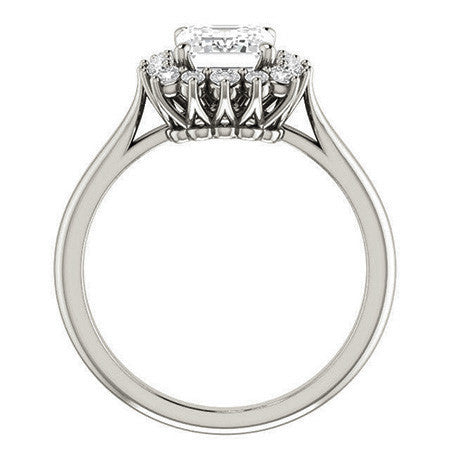 Emerald / Radiant Moissanite Snowflake Halo Ring