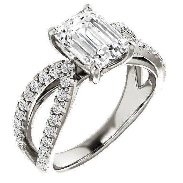 Emerald / Radiant cut Infinity Style Engagement Ring