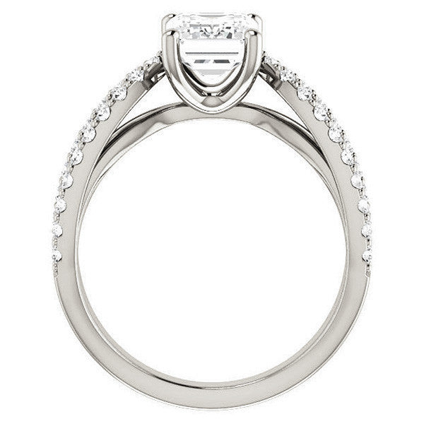 Emerald / Radiant cut Infinity Style Engagement Ring