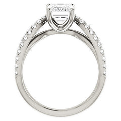 Emerald / Radiant cut Infinity Style Engagement Ring