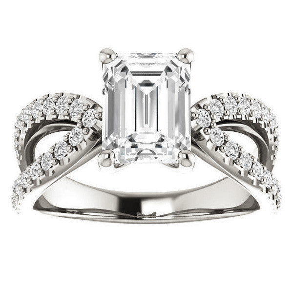 Emerald / Radiant cut Infinity Style Engagement Ring