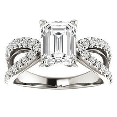 Emerald / Radiant cut Infinity Style Engagement Ring