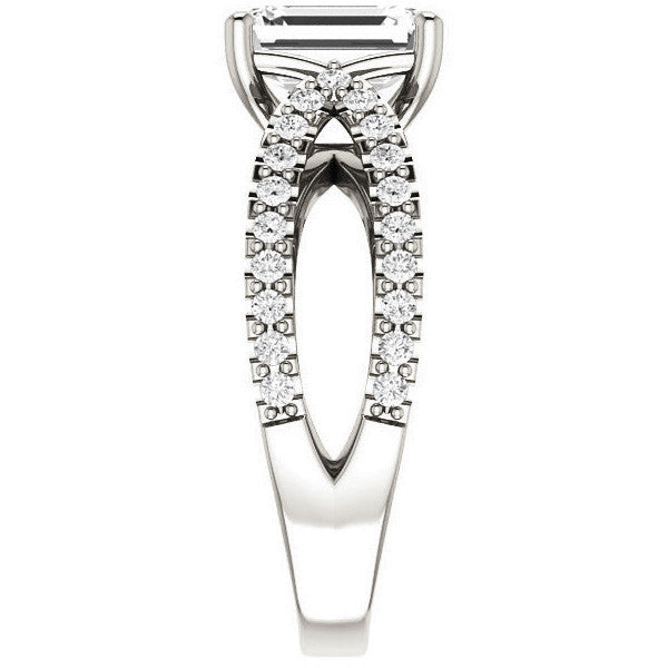 Emerald / Radiant cut Infinity Style Engagement Ring