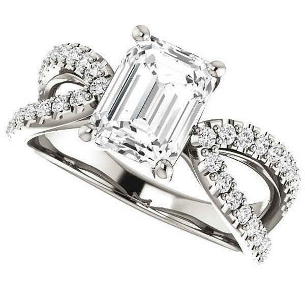 Emerald / Radiant cut Infinity Style Engagement Ring