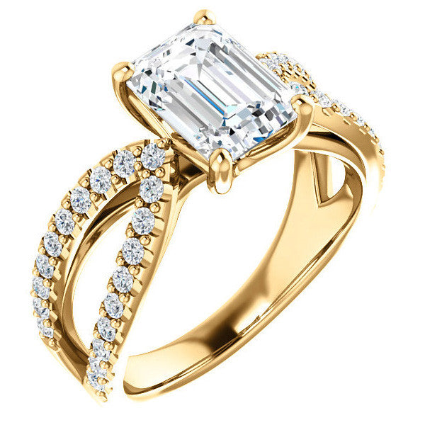 Emerald / Radiant cut Infinity Style Engagement Ring