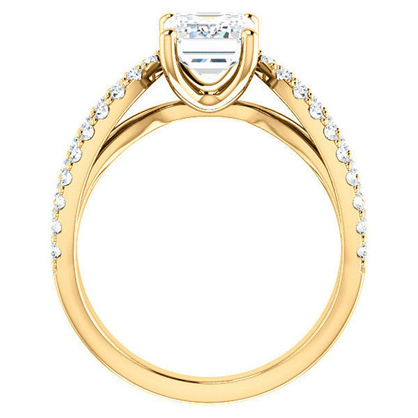 Emerald / Radiant cut Infinity Style Engagement Ring
