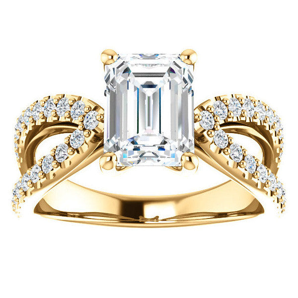 Emerald / Radiant cut Infinity Style Engagement Ring