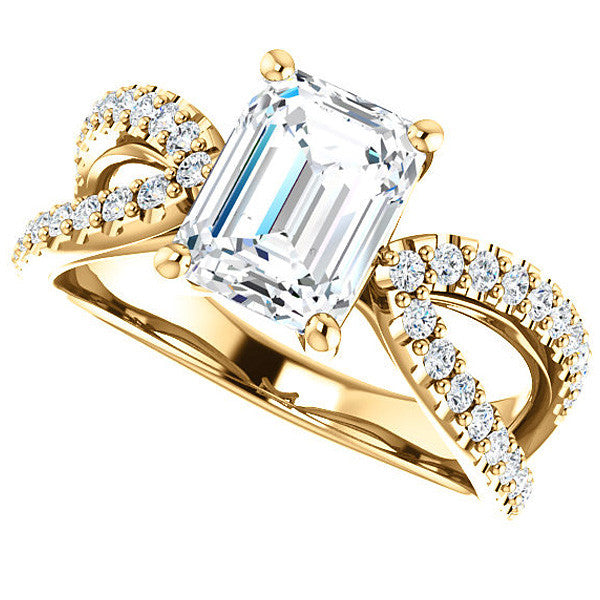 Emerald / Radiant cut Infinity Style Engagement Ring