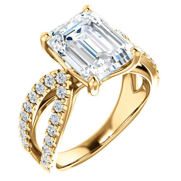 Emerald / Radiant cut Infinity Style Engagement Ring