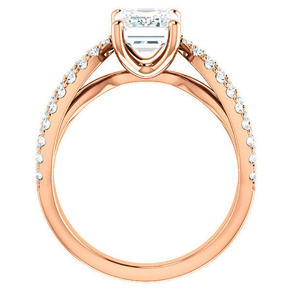Emerald / Radiant cut Infinity Style Engagement Ring