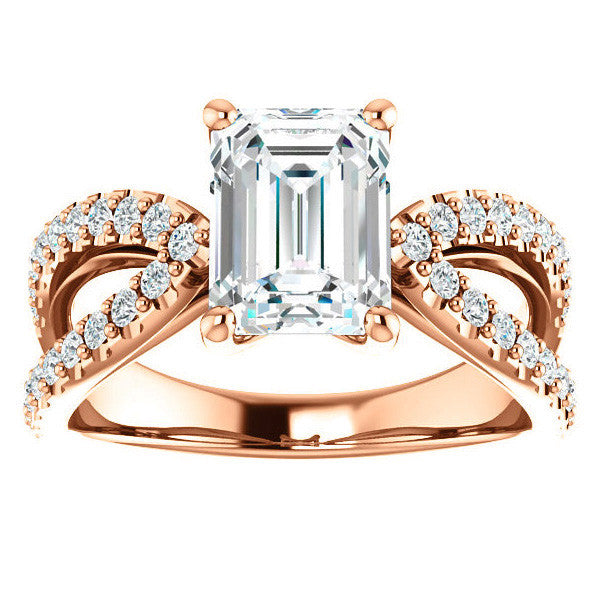 Emerald / Radiant cut Infinity Style Engagement Ring