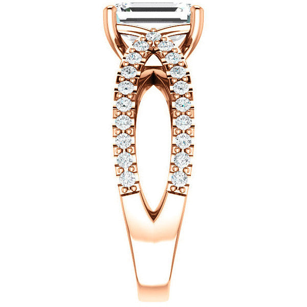 Emerald / Radiant cut Infinity Style Engagement Ring