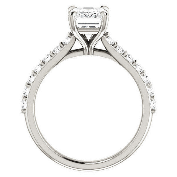 Emerald / Radiant shaped Moissanite Engagement Ring