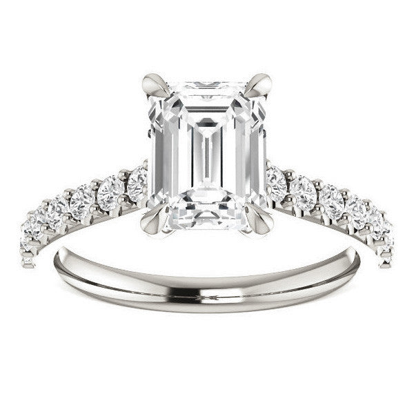 Emerald / Radiant shaped Moissanite Engagement Ring