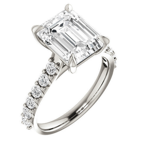 Emerald / Radiant shaped Moissanite Engagement Ring